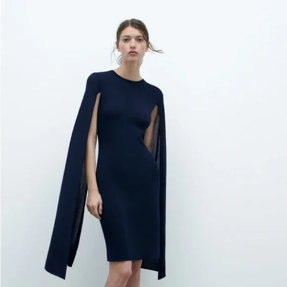 Zara | Dresses | Zara Knit Cape Dress | Poshmark Zara | Dresses | Zara Knit Cape Dress | Poshmark